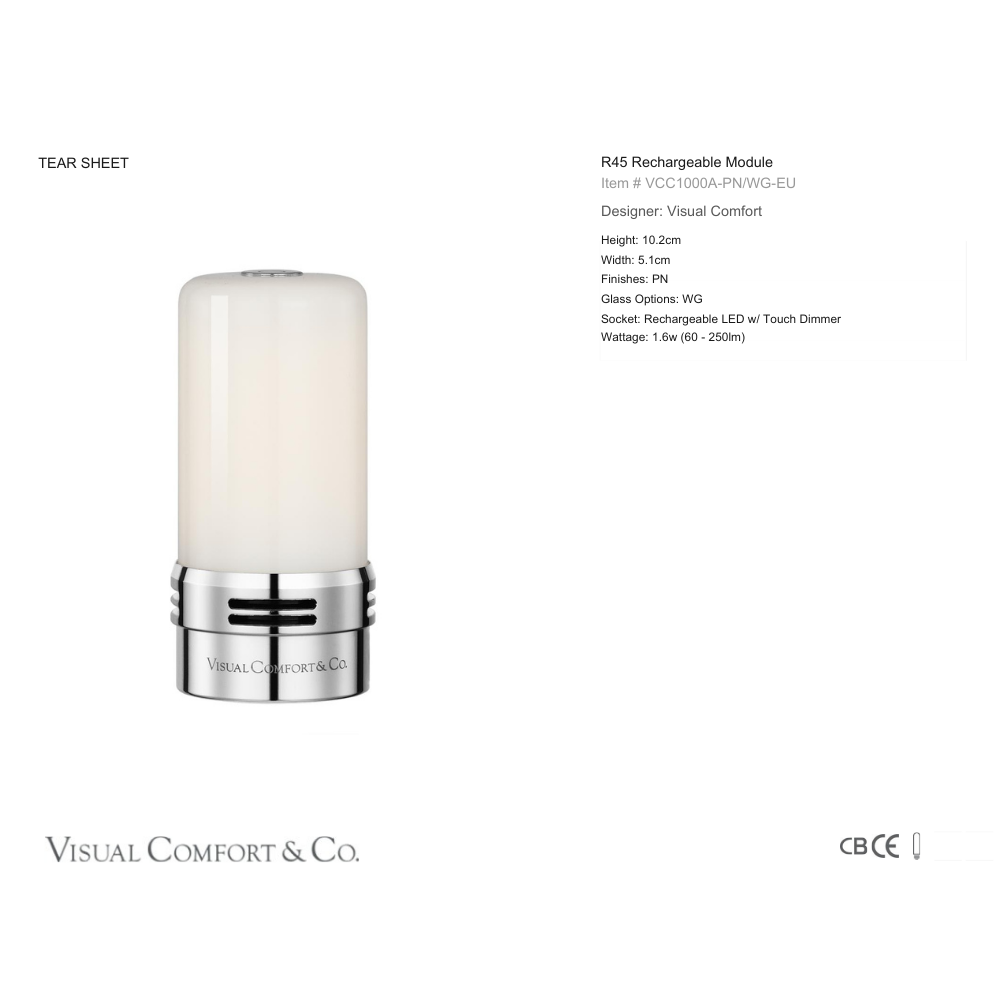 Visual Comfort & Co Cordless Table Lamp R45 Rechargeable Bulb
