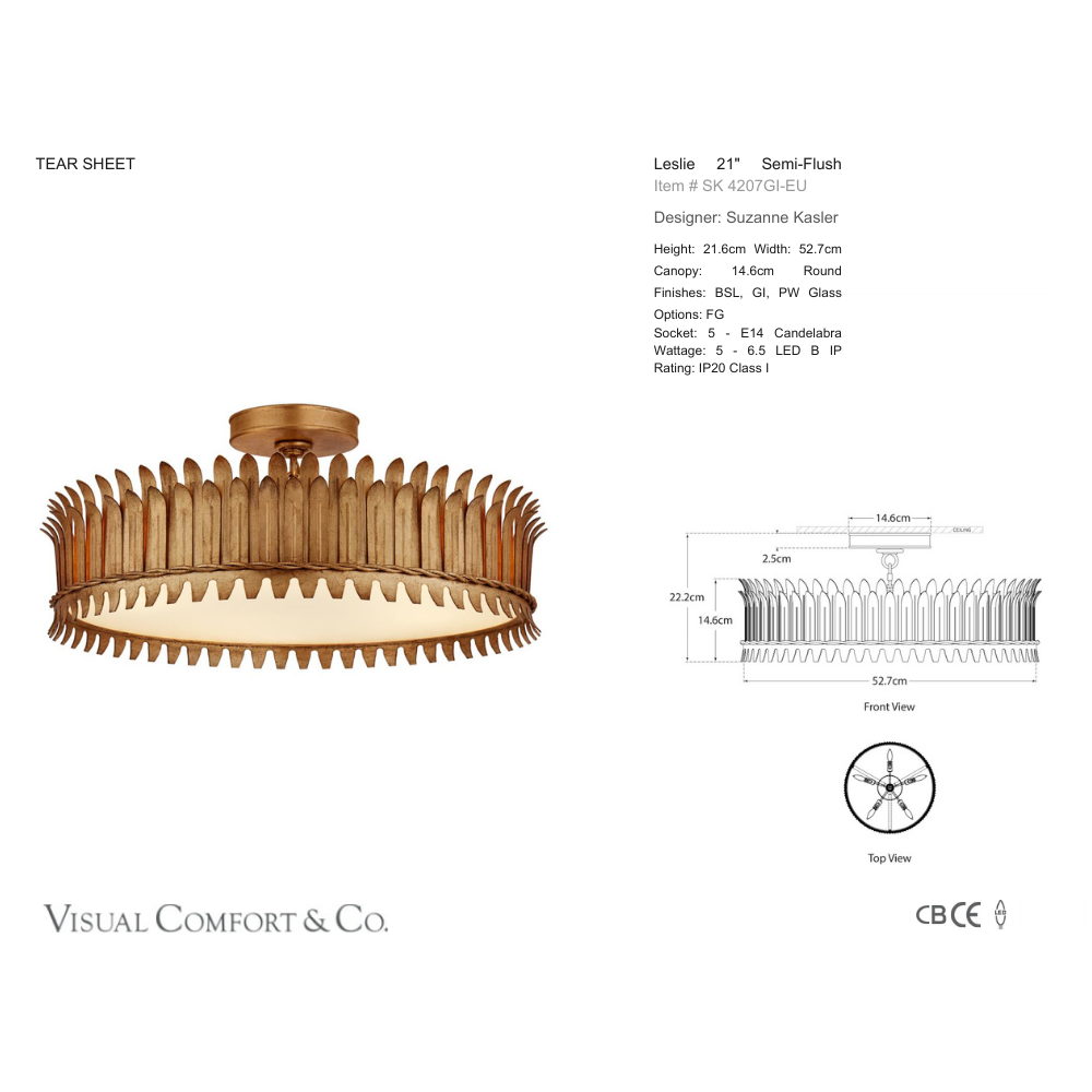 Visual Comfort & Co Flush Mount Leslie Large Semi Flush