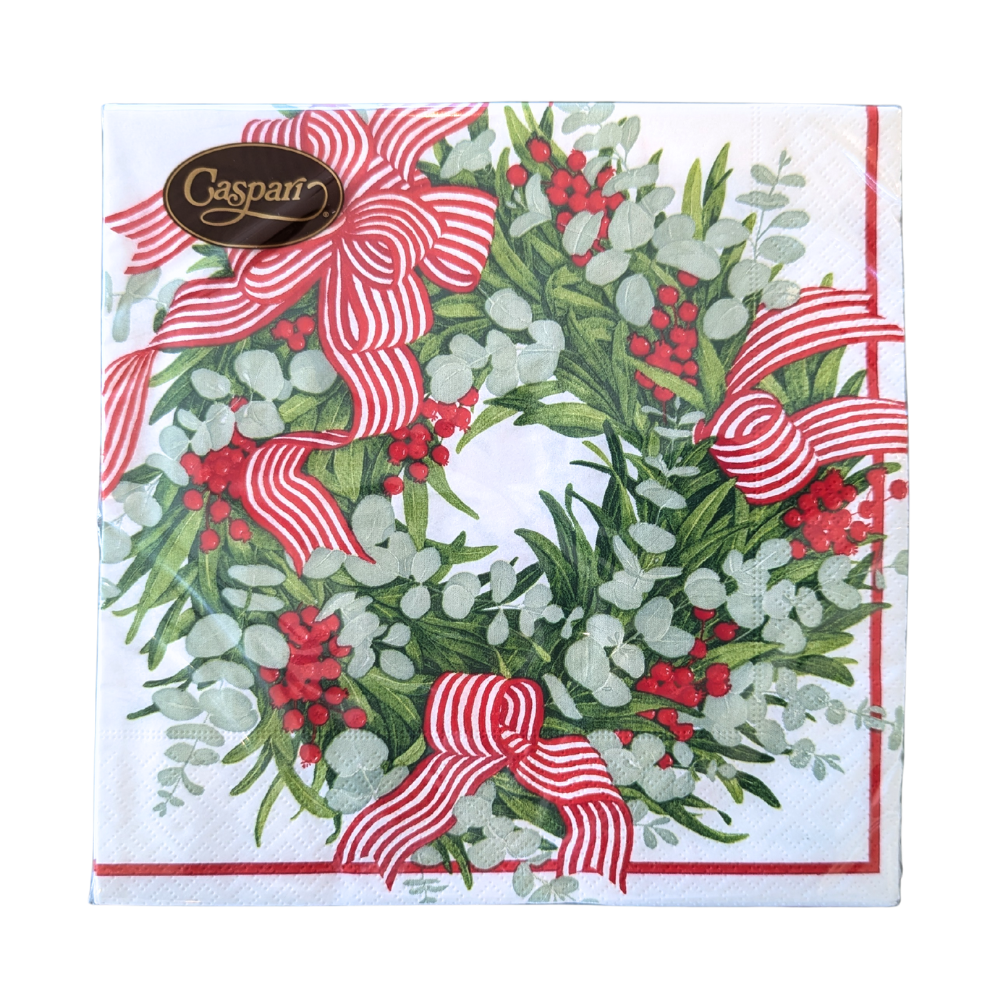 Napkins Ribbon Stripe Wreath