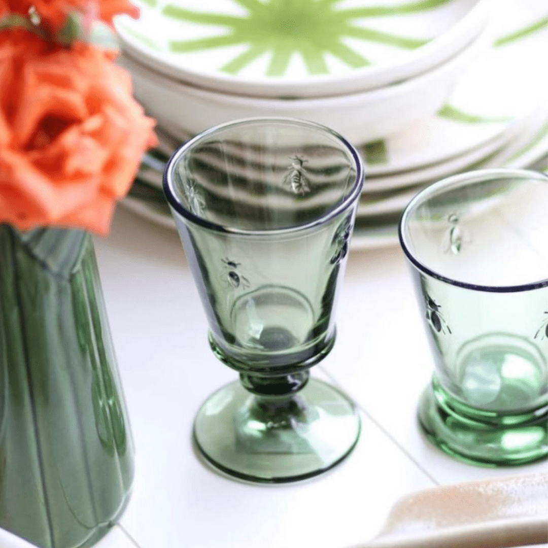 Bee Wine Glass Olive Green Set of 6 - Gaudion Furniture