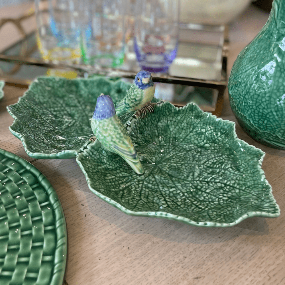 Bordallo Pinheiro Blue Bird Double Leaf Bowl - Gaudion Furniture