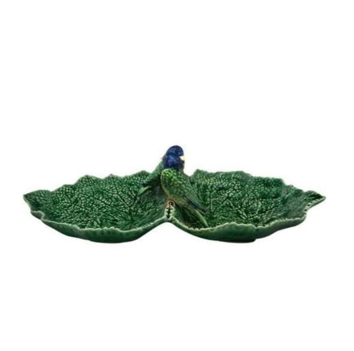 Bordallo Pinheiro BOWL Bordallo Pinheiro Blue Bird Double Leaf Bowl 2 Sizes