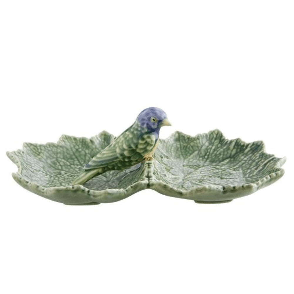 Bordallo Pinheiro BOWL Bordallo Pinheiro Blue Bird Double Leaf Bowl