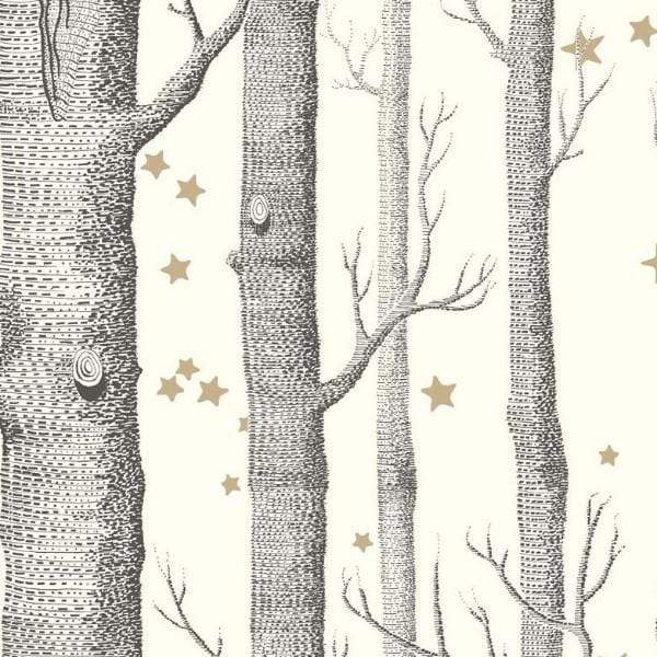 Cole and Son White & Black Woods & Stars Wallpaper Roll Cole & Son Woods and Stars Wallpaper