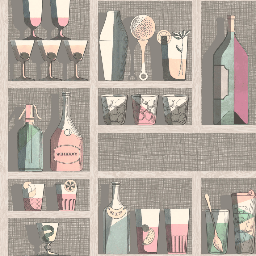 Cole & Son Fornasetti Cocktails Wallpaper 3 Colours - Gaudion Furniture