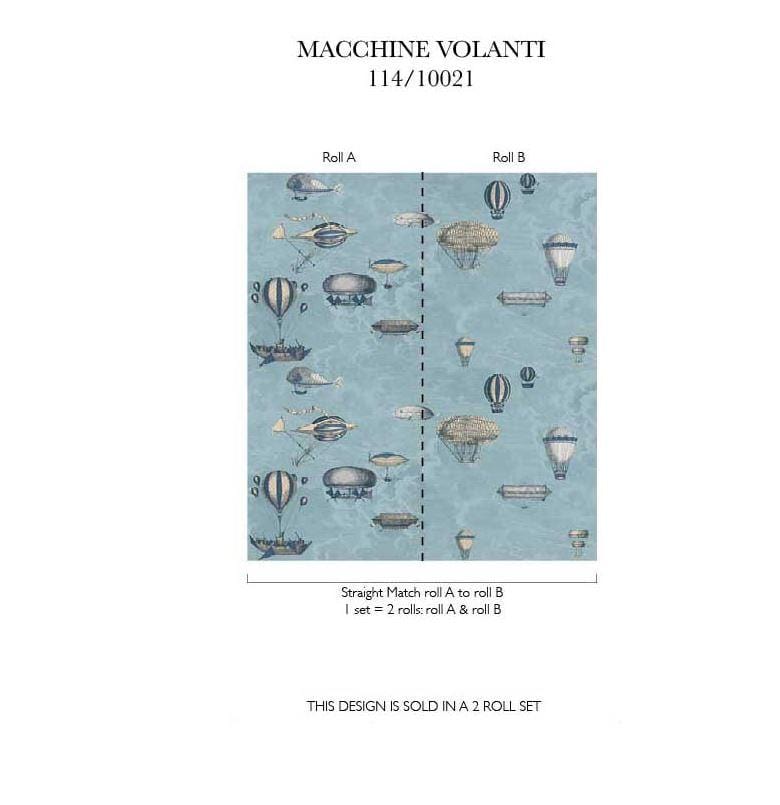Cole & Son Fornasetti Macchine Volanti Wallpaper 4 Colours - Gaudion Furniture