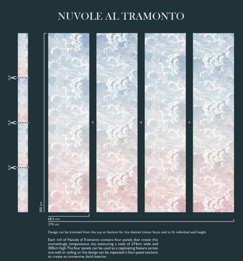 Cole & Son Fornasetti Nuvole al Tramonto Wallpaper 2 Colours - Gaudion Furniture