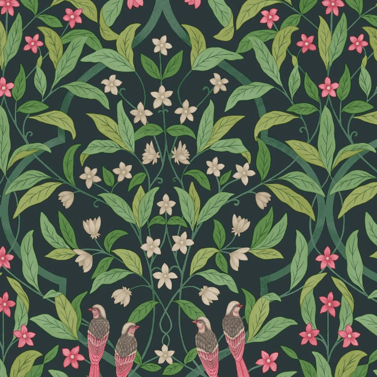 Cole & Son Seville Jasmine & Serin Symphony Wallpaper 4 Colours - Gaudion Furniture