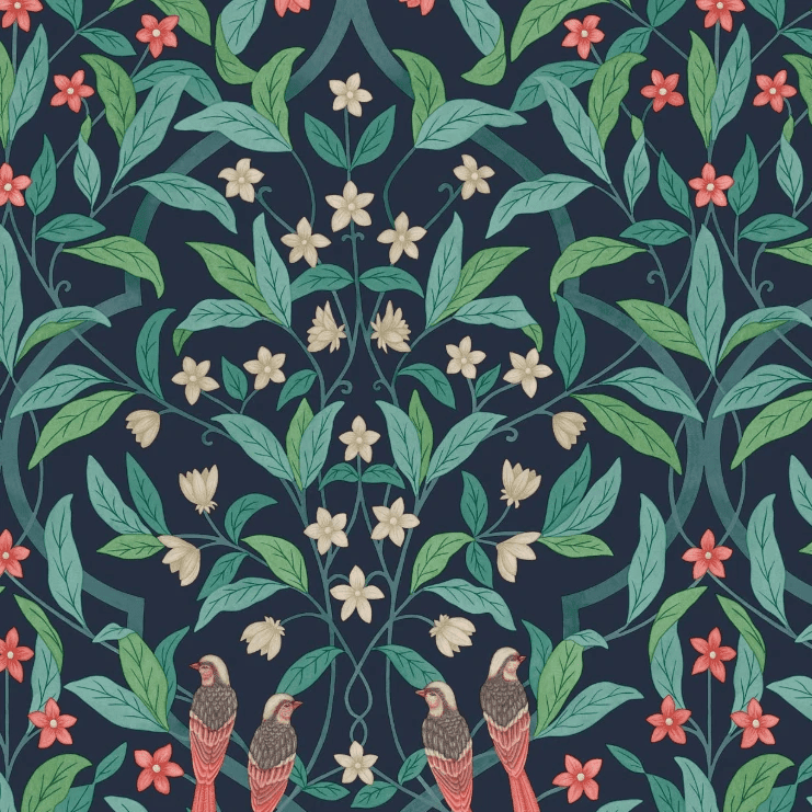 Cole & Son Seville Jasmine & Serin Symphony Wallpaper 4 Colours - Gaudion Furniture