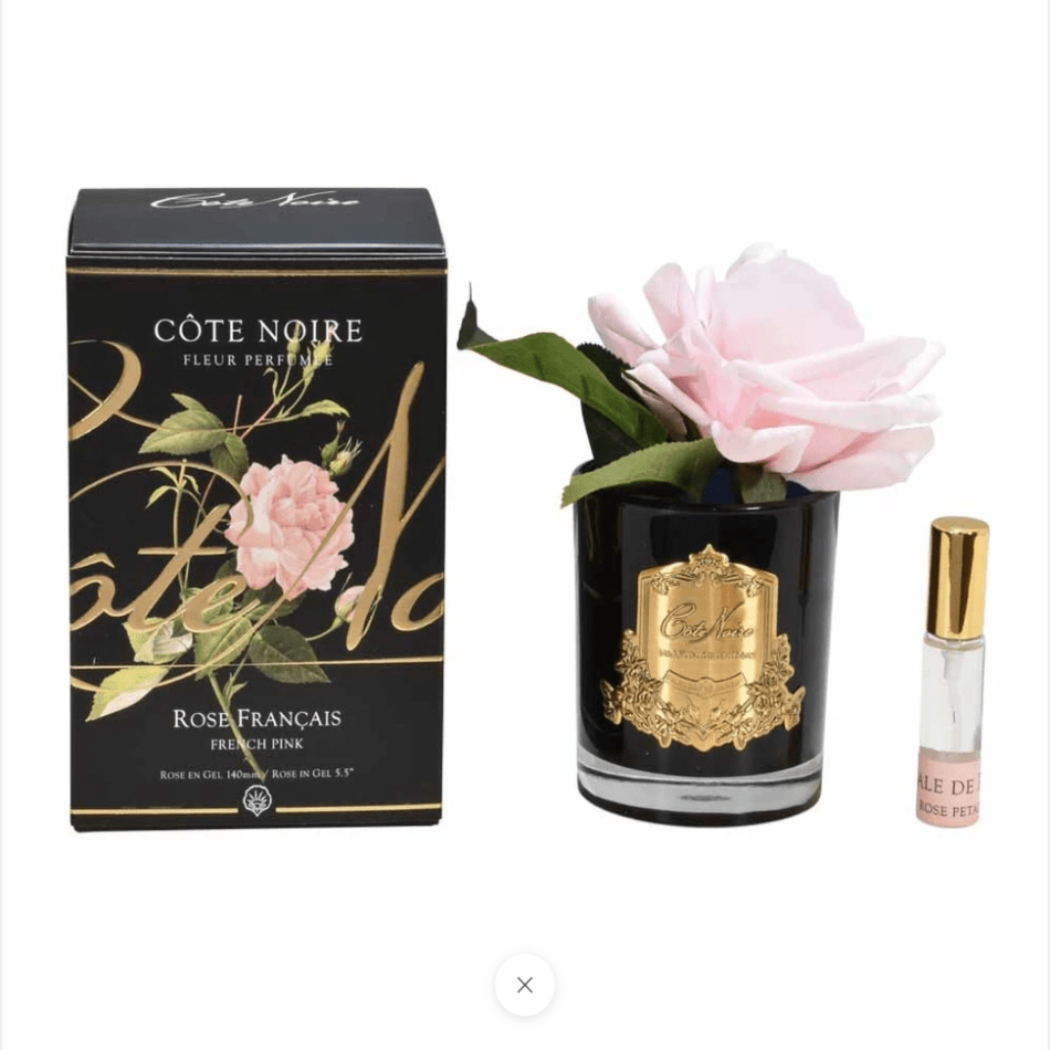 COTE NOIRE Scented Flower Côte Noire Single Perfumed Rose French Pink Black Vase