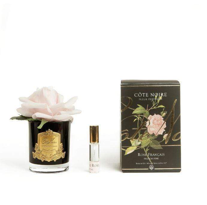 Cote Noire Single Perfumed Rose French Pink Black Vase - Gaudion Furniture