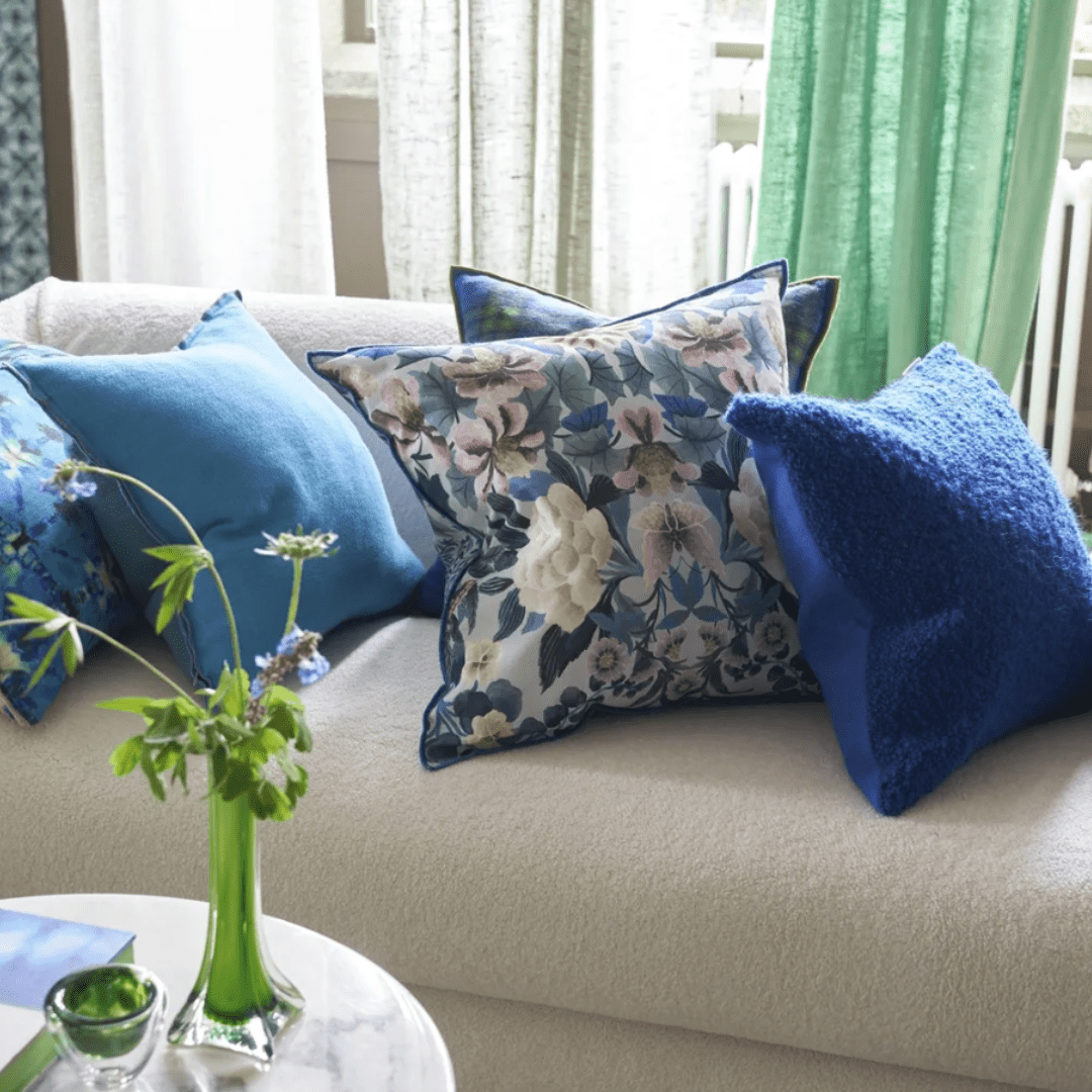 Designers Guild Cushions Designers Guild Ikebana Damask Slate Blue Cushion