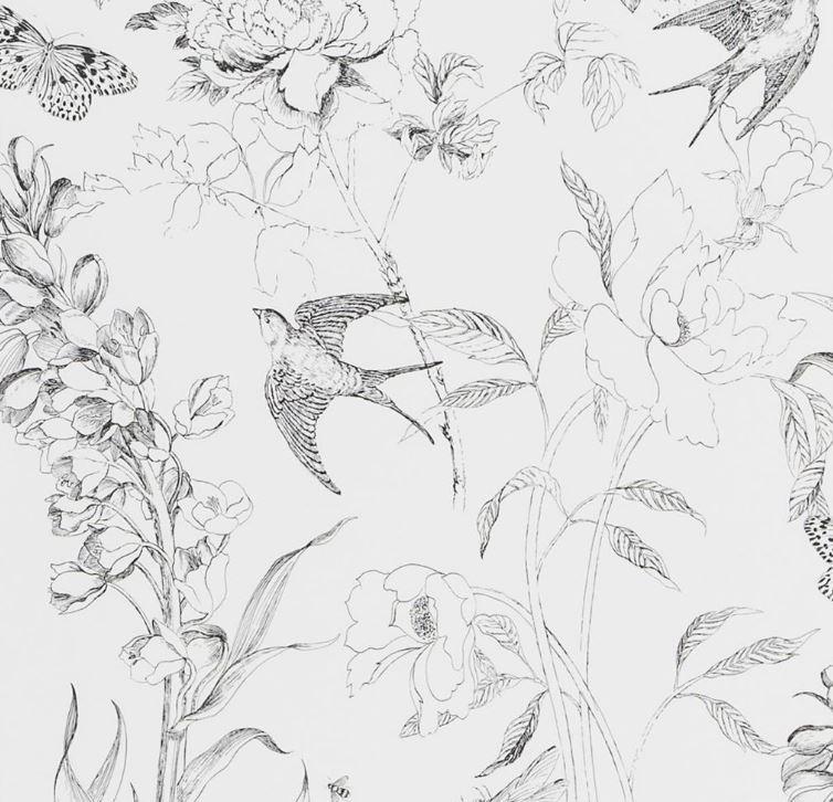 Black & White Sibylla Garden Wallpaper Roll Designers Guild Sibylla Garden Wallpaper 2 Colours