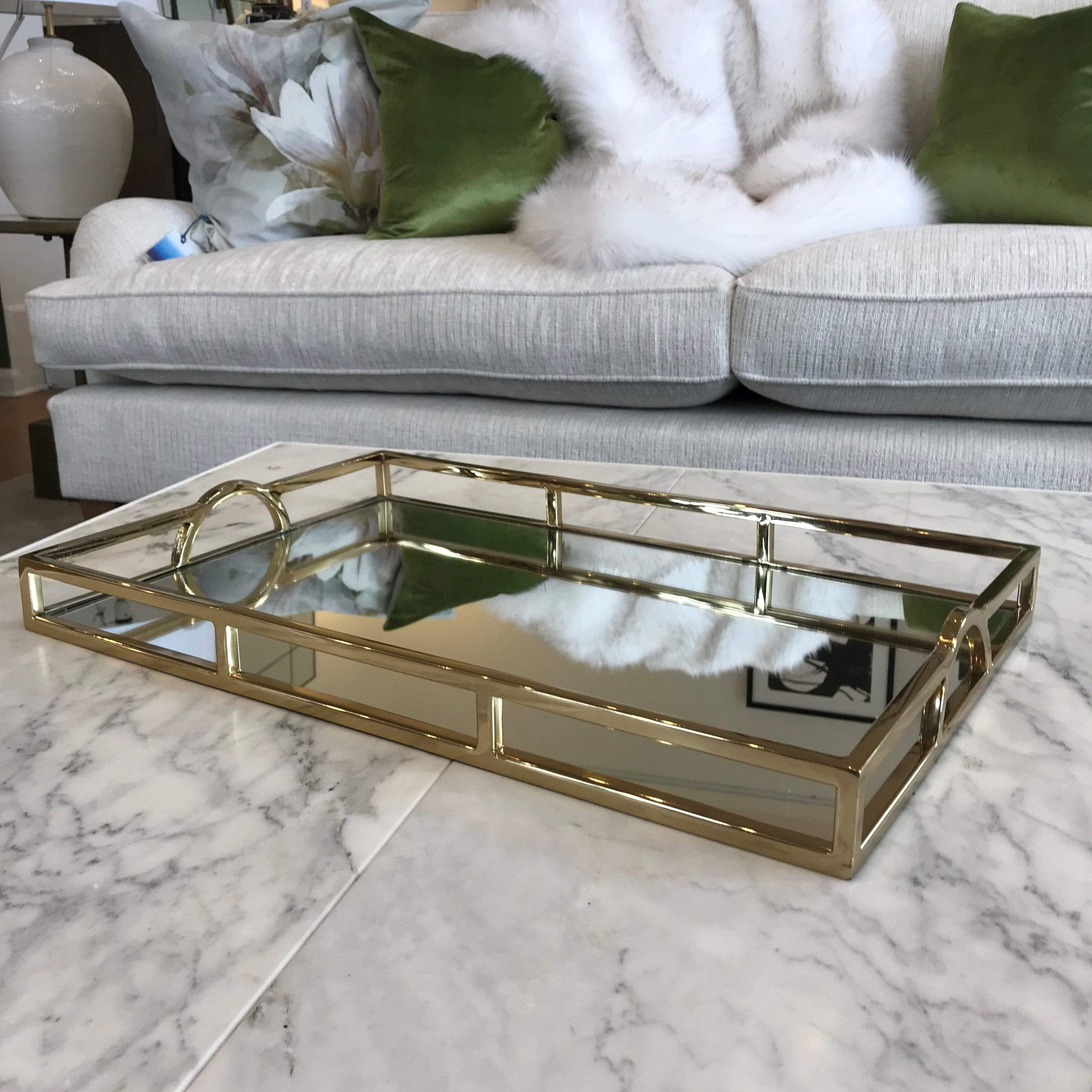 Gaudion Furniture Tray Gold Mirror Tray Tray Mirrored Gold