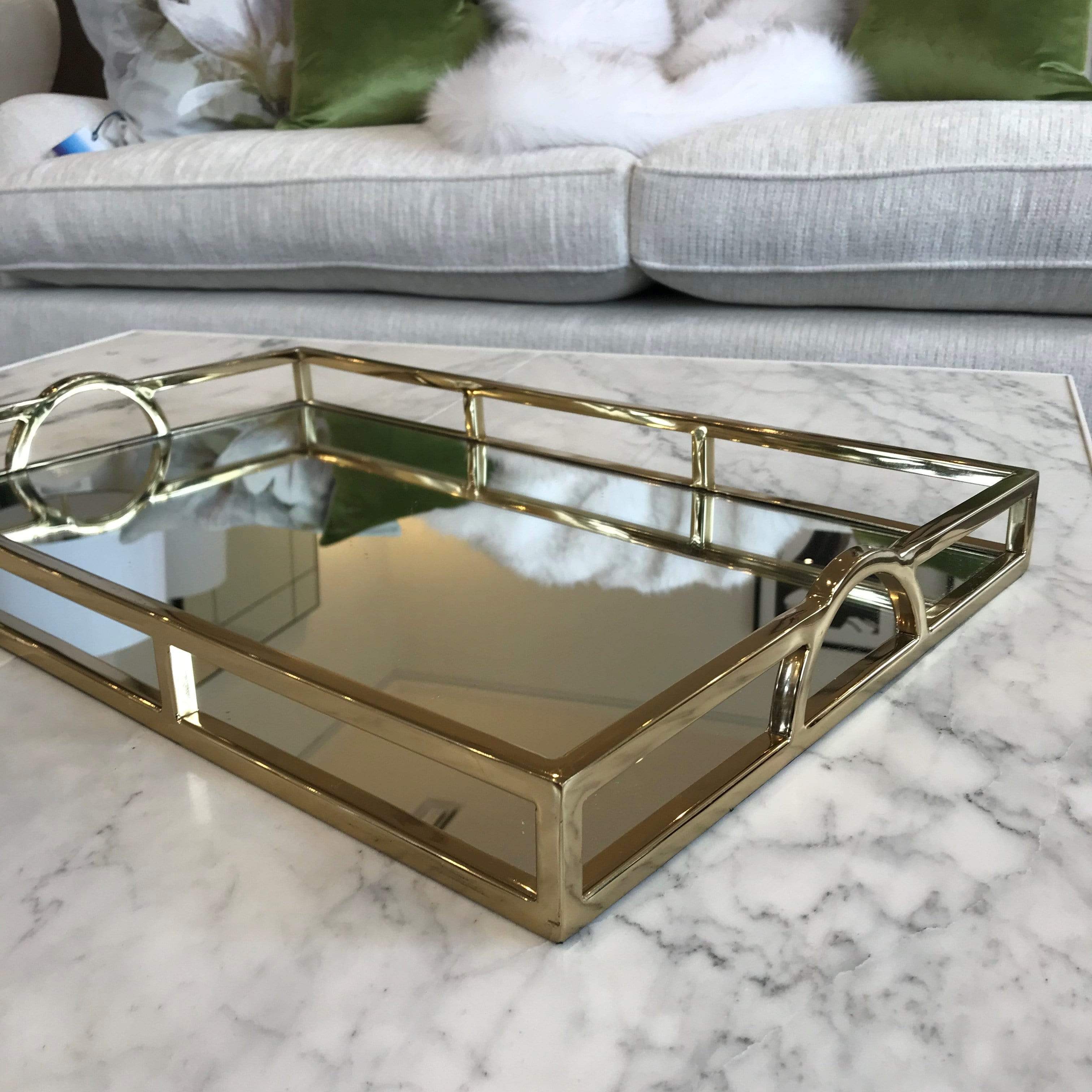 Gaudion Furniture Tray Gold Mirror Tray Tray Mirrored Gold