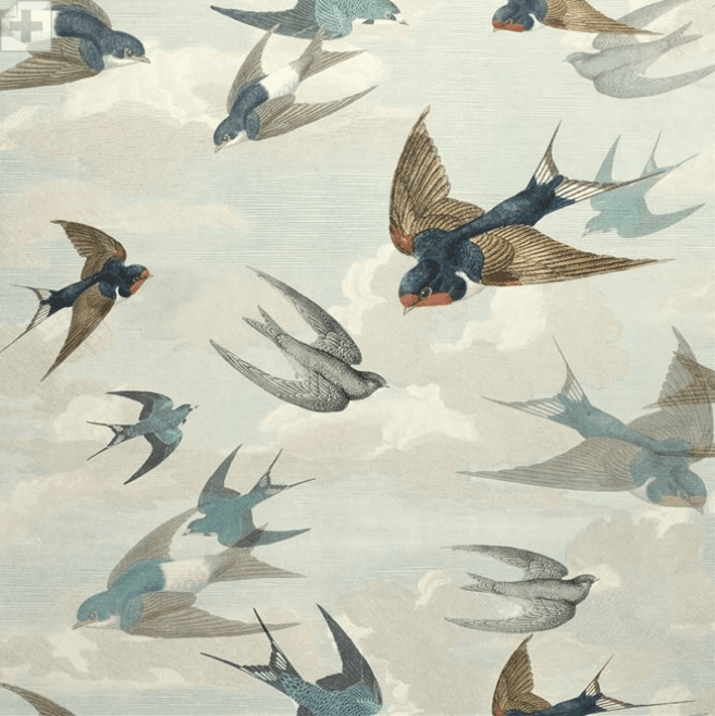 John Derian Chimney Swallows Wallpaper 4 Colours - Gaudion Furniture