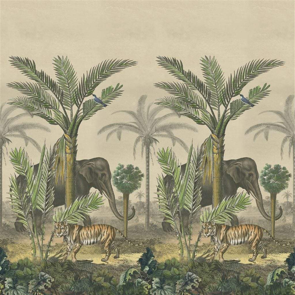 John Derian Palm Trail Scene 1 Sepia Wallpaper - Gaudion Furniture