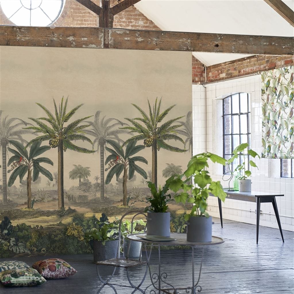 John Derian Palm Trail Scene 2 Sepia Wallpaper_Gaudion Furniture