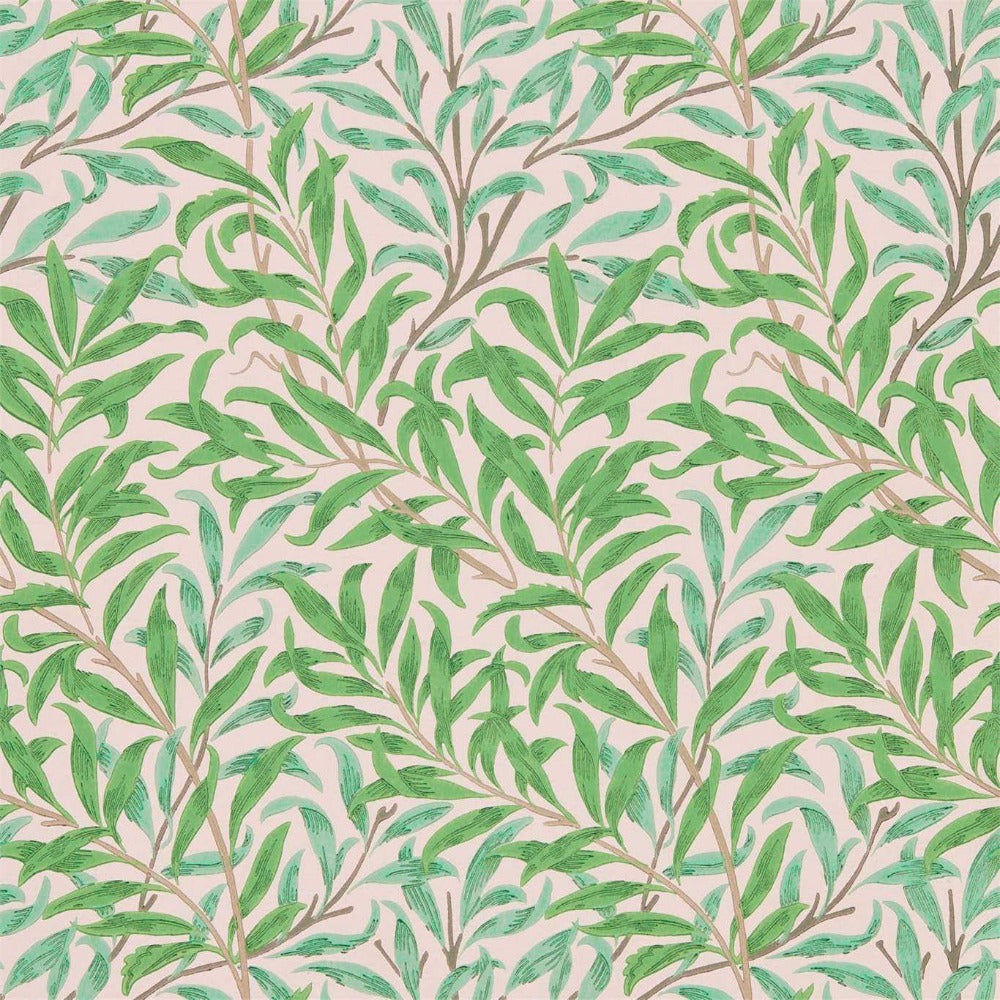 Morris & Co Wallpaper Pink Leaf Green Willow Bough Wallpaper Roll Morris & Co Willow Bough Wallpaper