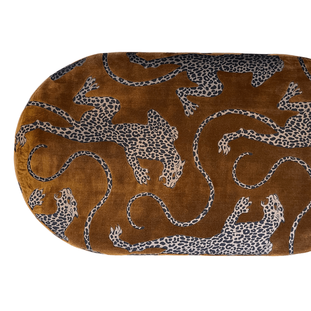 Panthera Gold Oval Ottoman - Gaudion Furniture