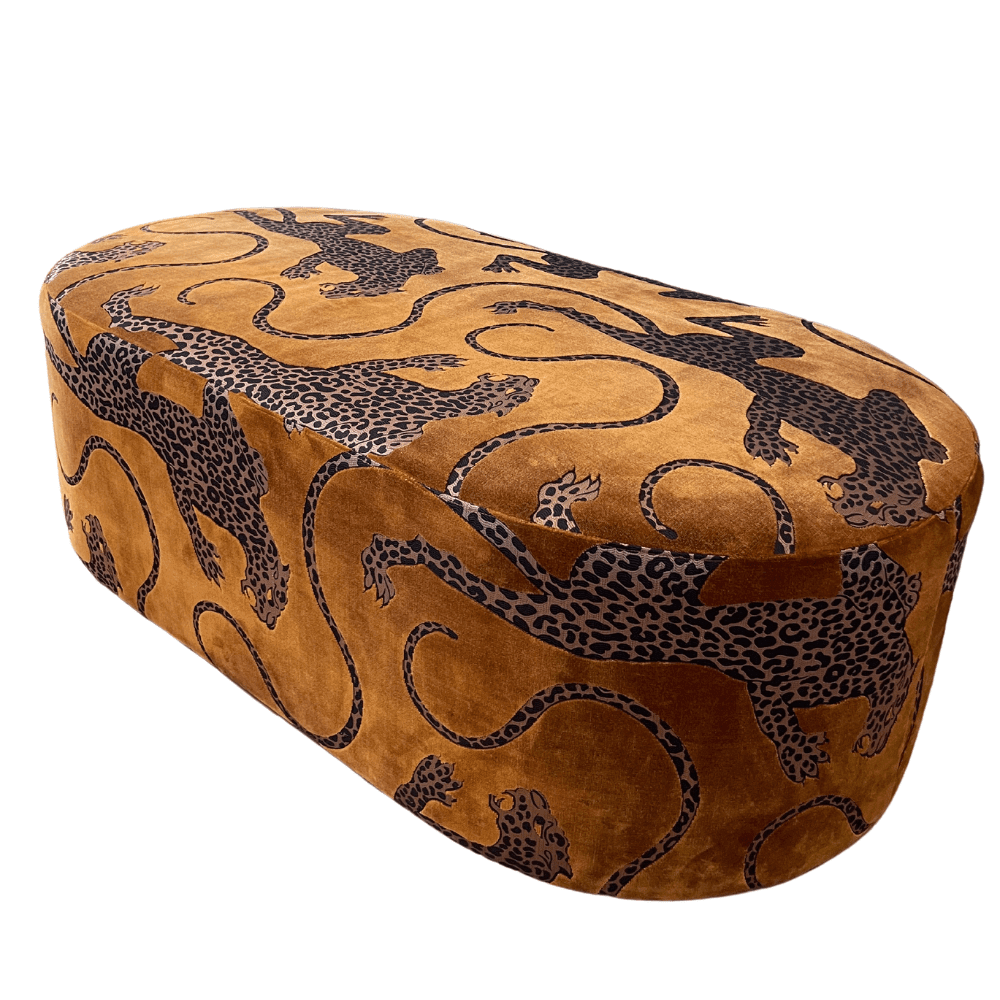 Panthera Gold Oval Ottoman - Gaudion Furniture