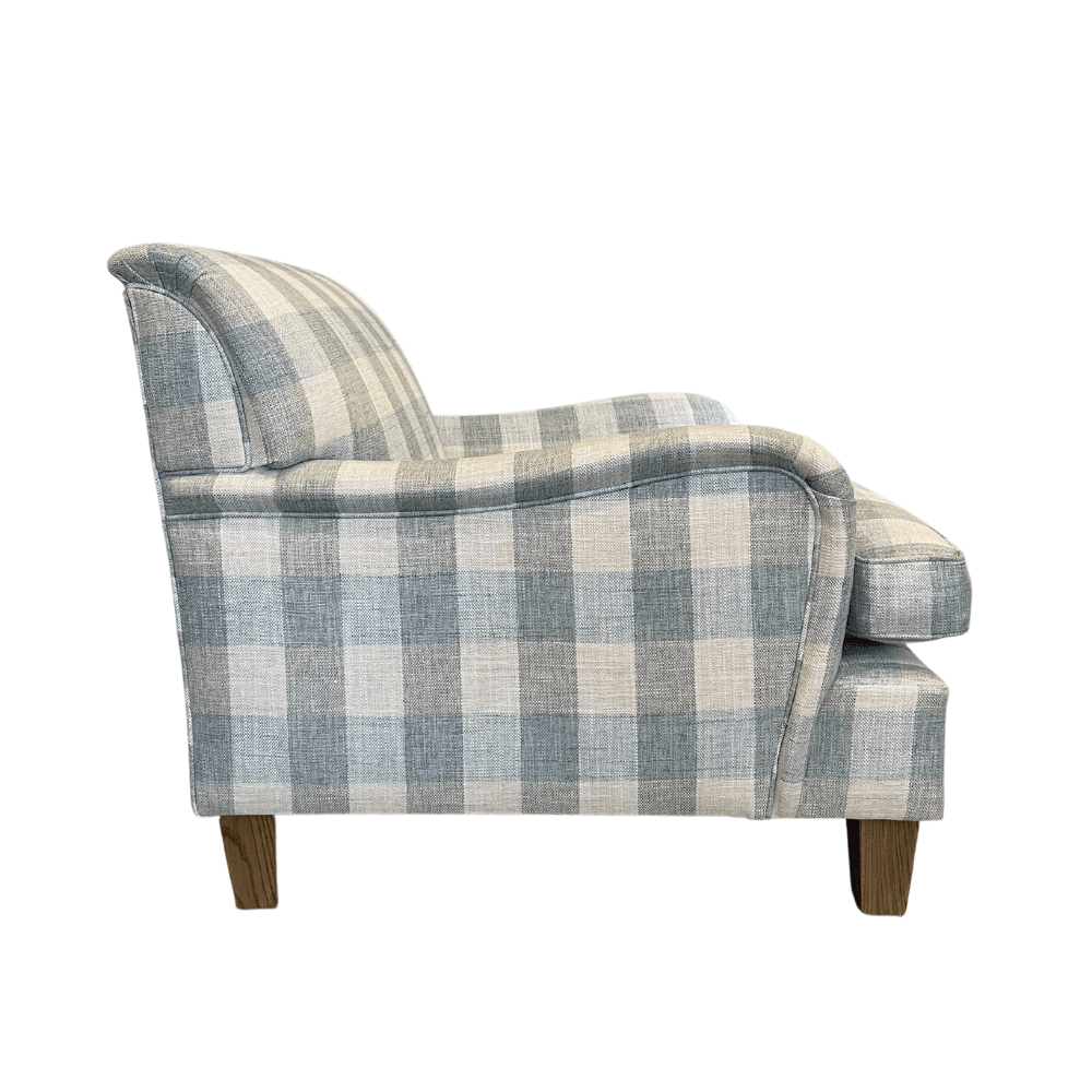 Ralph Armchair Duck Egg Check - Gaudion Furniture